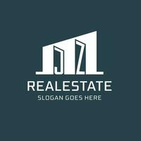 Initial JZ logo for real estate with simple building icon design ideas vector