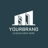 Initial SJ logo for real estate with simple building icon design ideas vector