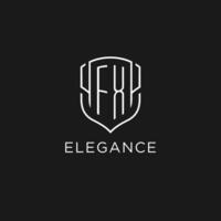 Initial FX logo monoline shield icon shape with luxury style vector