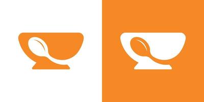 bowl element logo design combined with spoon for food logo vector