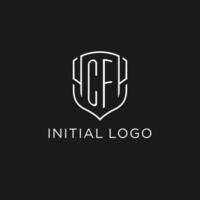 Initial CF logo monoline shield icon shape with luxury style vector