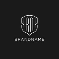 Initial RN logo monoline shield icon shape with luxury style vector