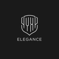 Initial YX logo monoline shield icon shape with luxury style vector