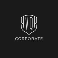 Initial VQ logo monoline shield icon shape with luxury style vector