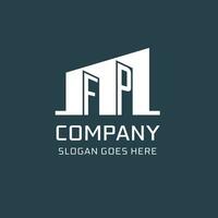 Initial FP logo for real estate with simple building icon design ideas vector