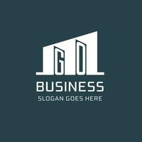 Initial GO logo for real estate with simple building icon design ideas vector