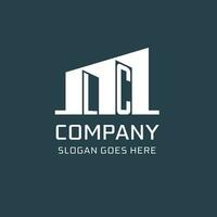 Initial LC logo for real estate with simple building icon design ideas vector