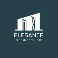 Initial MK logo for real estate with simple building icon design ideas vector