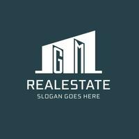 Initial GM logo for real estate with simple building icon design ideas vector