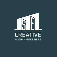 Initial SE logo for real estate with simple building icon design ideas vector