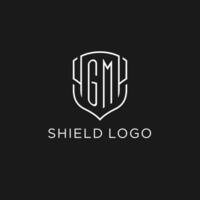 Initial GM logo monoline shield icon shape with luxury style vector