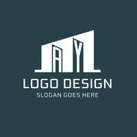 Initial AY logo for real estate with simple building icon design ideas vector