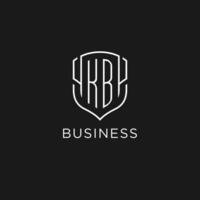 Initial KB logo monoline shield icon shape with luxury style vector