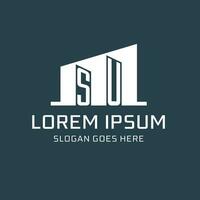 Initial SU logo for real estate with simple building icon design ideas vector