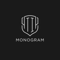 Initial TI logo monoline shield icon shape with luxury style vector