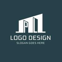 Initial PL logo for real estate with simple building icon design ideas vector