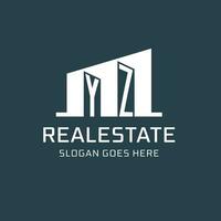 Initial YZ logo for real estate with simple building icon design ideas vector