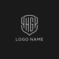 Initial HG logo monoline shield icon shape with luxury style vector
