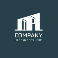 Initial IP logo for real estate with simple building icon design ideas vector