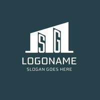 Initial SG logo for real estate with simple building icon design ideas vector
