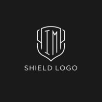 Initial IM logo monoline shield icon shape with luxury style vector