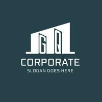 Initial GQ logo for real estate with simple building icon design ideas vector