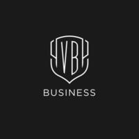 Initial VB logo monoline shield icon shape with luxury style vector