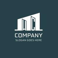 Initial WC logo for real estate with simple building icon design ideas vector