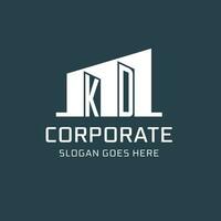 Initial KD logo for real estate with simple building icon design ideas vector