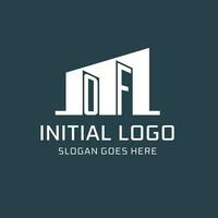 Initial OF logo for real estate with simple building icon design ideas vector