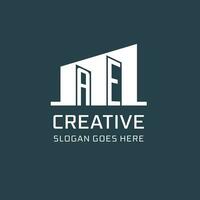 Initial AE logo for real estate with simple building icon design ideas vector