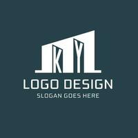 Initial KY logo for real estate with simple building icon design ideas vector