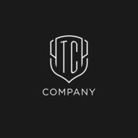 Initial TC logo monoline shield icon shape with luxury style vector