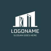 Initial KT logo for real estate with simple building icon design ideas vector