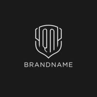 Initial QN logo monoline shield icon shape with luxury style vector
