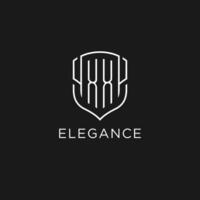 Initial XX logo monoline shield icon shape with luxury style vector