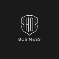 Initial HO logo monoline shield icon shape with luxury style vector