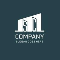 Initial SC logo for real estate with simple building icon design ideas vector