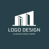 Initial ML logo for real estate with simple building icon design ideas vector