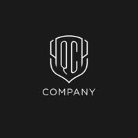 Initial QC logo monoline shield icon shape with luxury style vector