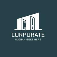 Initial CQ logo for real estate with simple building icon design ideas vector