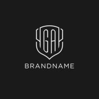 Initial GA logo monoline shield icon shape with luxury style vector