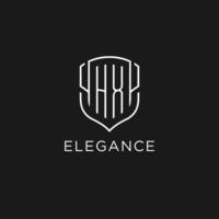 Initial HX logo monoline shield icon shape with luxury style vector