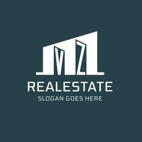 Initial VZ logo for real estate with simple building icon design ideas vector