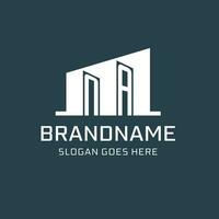 Initial NA logo for real estate with simple building icon design ideas vector