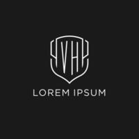 Initial VH logo monoline shield icon shape with luxury style vector