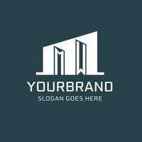 Initial MW logo for real estate with simple building icon design ideas vector