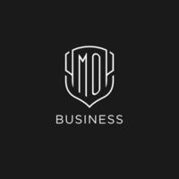 Initial MO logo monoline shield icon shape with luxury style vector