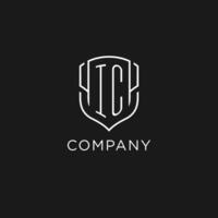 Initial IC logo monoline shield icon shape with luxury style vector