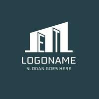 Initial ET logo for real estate with simple building icon design ideas vector